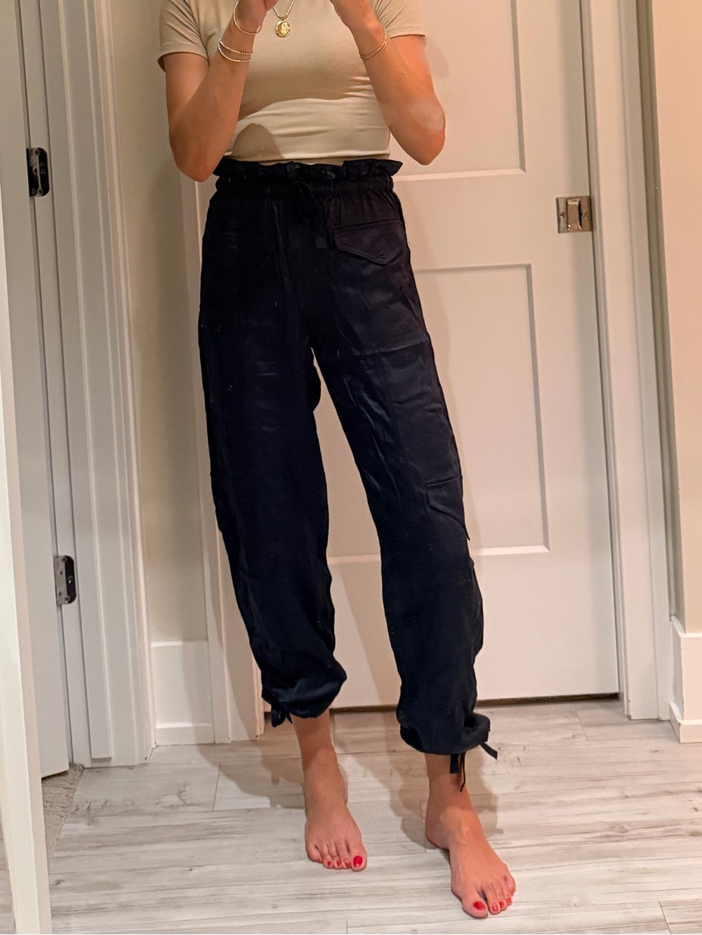 GANNI Sky Captain Paperbag Waist Drawstring Jogger Pants Sz 34/2 NWT $480!!